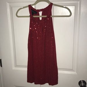 INC Red Sparkly Top